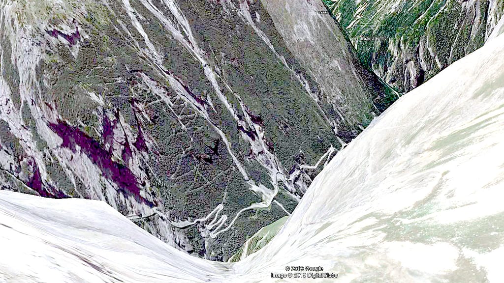 Ein Wegverlauf mit Google Earth angezeigt